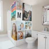 Eenvoudige monogrammen 9 Aangepaste fotocollage Douchegordijn (In situ)