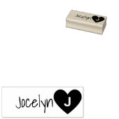 Eenvoudige monogrammen liefdeshart aangepaste teks 	rubberstempel (Gestempeld)
