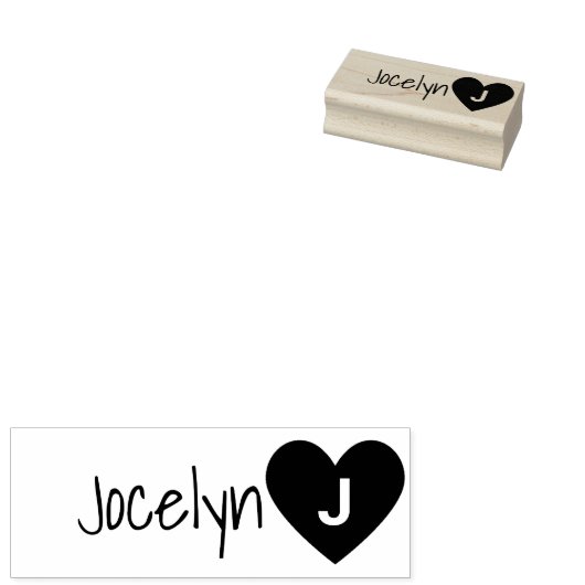 Eenvoudige monogrammen liefdeshart aangepaste teks 	rubberstempel (Gestempeld)