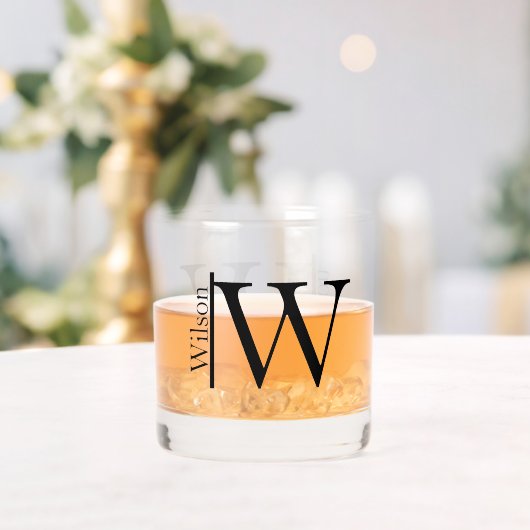 Eenvoudige monogrammen Naam Gepersonaliseerd Whisky Glas (Insitu (Huwelijk))