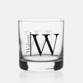 Eenvoudige monogrammen Naam Gepersonaliseerd Whisky Glas (Achterkant)