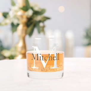 Eenvoudige monogrammen Naam Gepersonaliseerd Whisky Glas