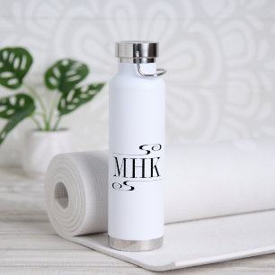 Eenvoudige Monogrammet Initialen met Krullen Waterfles