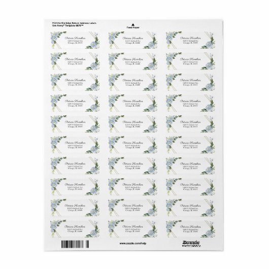 Eenvoudige Mooie Geometrische Stof Blauwe Bloem Etiket (Full Sheet)