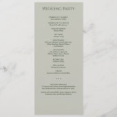 Eenvoudige Mos & Sage Groene Monogram Huwelijkscer Programma (Achterkant)