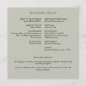 Eenvoudige Mos & Sage Groene Monogram Huwelijkscer Programma (Achterkant)