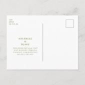 Eenvoudige Moss Groene Monogram Bruiloft Save the Briefkaart (Achterkant)