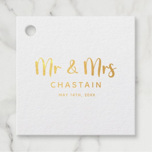 Eenvoudige Mr & Mrs | Bruiloft Monogram Bedankjes Labels (Voorkant)