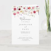 Eenvoudige Multicolor Wildflower Gevouwen bruiloft Programma (Voorkant)