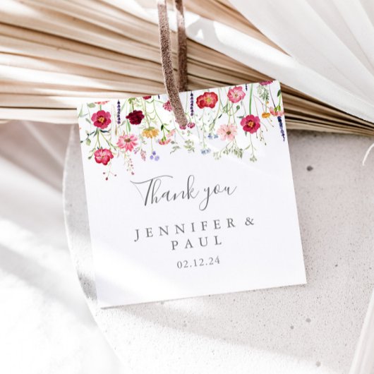 Eenvoudige Multicolor Wildflower Wedding Bedankjes Labels