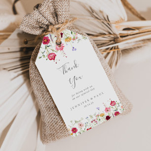 Eenvoudige Multicolor Wildflower Wedding Dank u Cadeaulabel