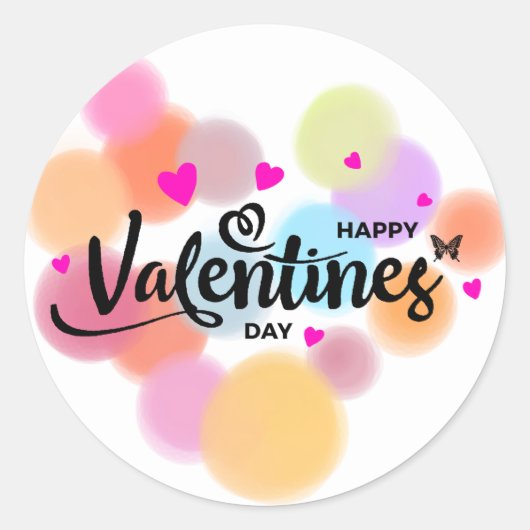 Eenvoudige Multicolour Valentijnsdag Stickers (Voorkant)