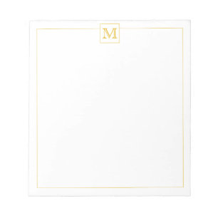 Eenvoudige Mustard Initiaal Monogram Square border Notitieblok