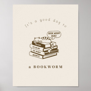 Eenvoudige muurkunstposter boekenwurm boekenli poster