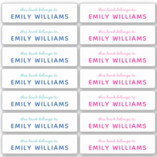 Eenvoudige naam boekkenteken sticker