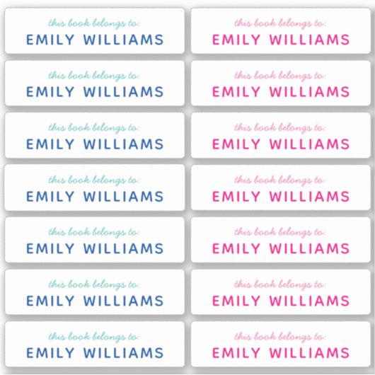 Eenvoudige naam boekkenteken sticker (Voorkant)