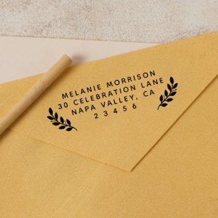 Eenvoudige naam & Botanische Branches Retouradres Rubberstempel