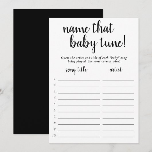 Eenvoudige naam die Baby Tune | Zwart Wit Spel Kaa Kaart (Voorkant / Achterkant)
