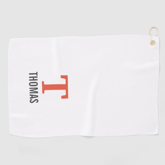 Eenvoudige Naam en Monogram Initiaal Gepersonalise Golfhanddoek (Horizontaal)