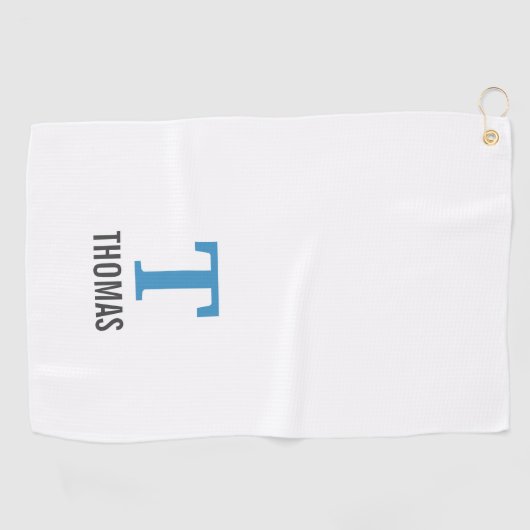 Eenvoudige Naam en Monogram Initiaal Gepersonalise Golfhanddoek (Horizontaal)