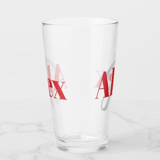 Eenvoudige naam met monogram glas (Rechts)