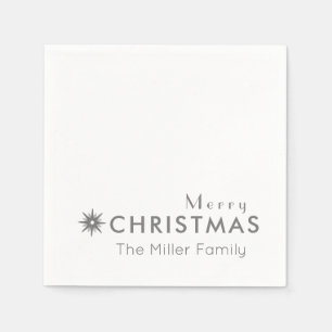 Eenvoudige naam voor Silver Merry-kerstfamilie Servet