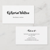 Eenvoudige naam Zwart-wit Minimal Visitekaartje (Voorkant / Achterkant)