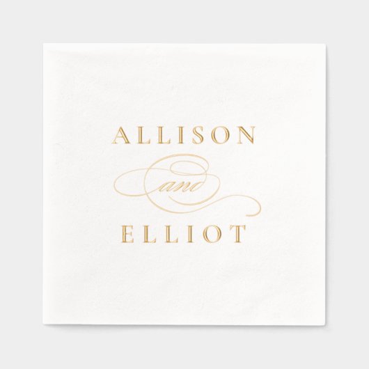 Eenvoudige namen Calligrafie bruiloft Folie Servetten (Voorkant)