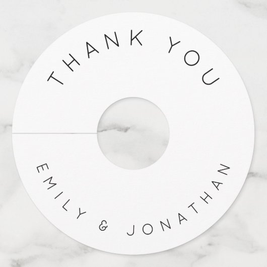 Eenvoudige namen Dank je Witte bruiloft Wijnglaslabel (Voorkant)