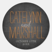 Eenvoudige Names Weddenschap Datum voor envelop Ronde Sticker (Voorkant)