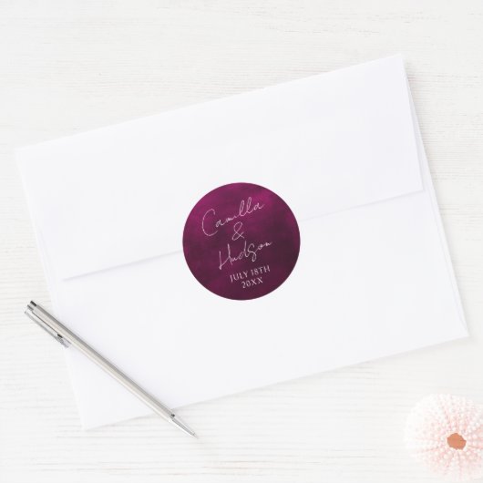 Eenvoudige Names Weddenschap Datum voor envelop Ronde Sticker (Envelop)