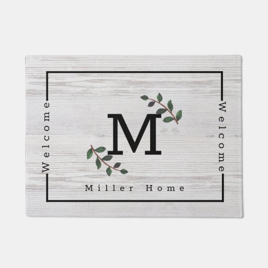 Eenvoudige Natuur Branches Initiaal Letter Custom Deurmat (Voorkant)