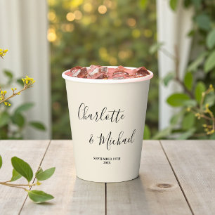 Eenvoudige Natuurlijke Witte Script Minimalistisch Papieren Bekers