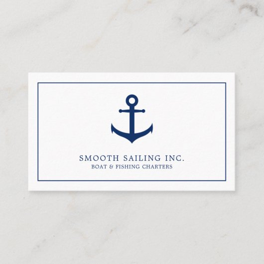 Eenvoudige Nautical Anchor van Navy Blue Visitekaartje (Voorkant)