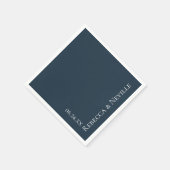 Eenvoudige Nautical Modern Navy Blue Text Wedding Servet (Hoek)