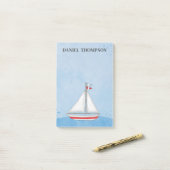 Eenvoudige Nautical Sailboat Whimsical Waterverf B Post-it® Notes (Op bureau)