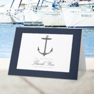Eenvoudige nautische anker bruiloft Marine Blauw Bedankkaart