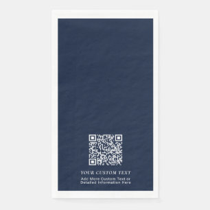 Eenvoudige Navy Aangepaste QR-code Zakelijke Promo Servet