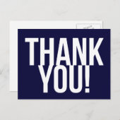 Eenvoudige Navy Blauw en Wit Dank U Briefkaart (Voorkant / Achterkant)