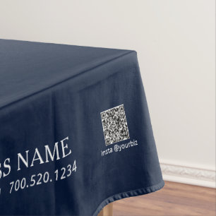 Eenvoudige Navy Blauwe & Witte Bedrijfslogo Ambach Tafelkleed