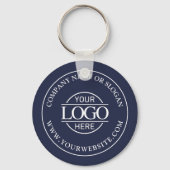 Eenvoudige Navy Blue Custom Business Logo Promotio Sleutelhanger (Voorkant)