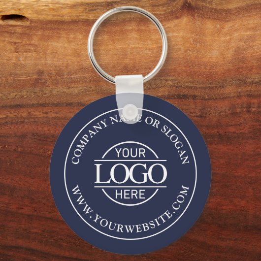 Eenvoudige Navy Blue Custom Business Logo Promotio Sleutelhanger (Achterkant)
