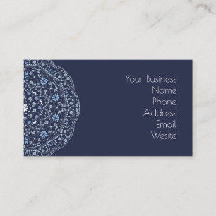 Eenvoudige Navy Blue Floral Minimalist Mandala Visitekaartje