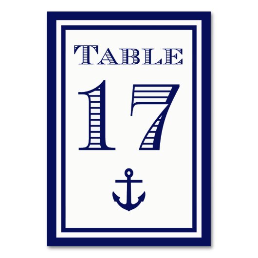 Eenvoudige Navy Blue Framed Anker Table Kaart #17 (Voorkant)