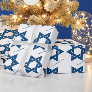 Eenvoudige Navy Blue Hanukkah Star van David Patte Cadeaupapier