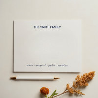 Eenvoudige Navy Blue Script Family Stationery