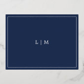 Eenvoudige Navy Blue Wedding Folie Enclosure Kaart (Achterkant)