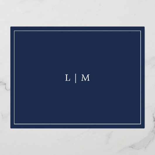 Eenvoudige Navy Blue Wedding Folie Enclosure Kaart (Achterkant)