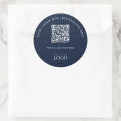 Eenvoudige Navy Business Logo QR Code Promotionele Ronde Sticker (Tas)