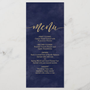 Eenvoudige Navy Waterverf & Gold Foil Bruiloft Men Menu